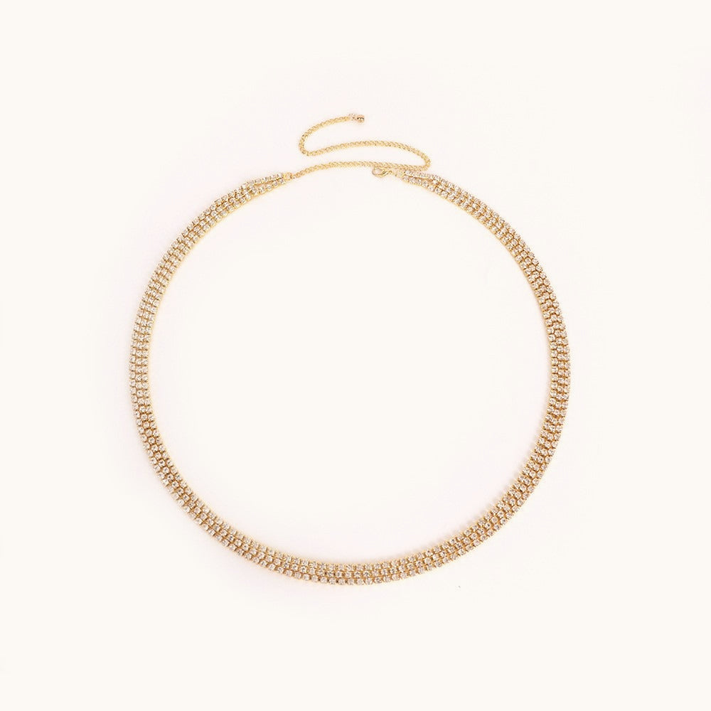 Layered Rhinestone Shiny Body Waist Chain