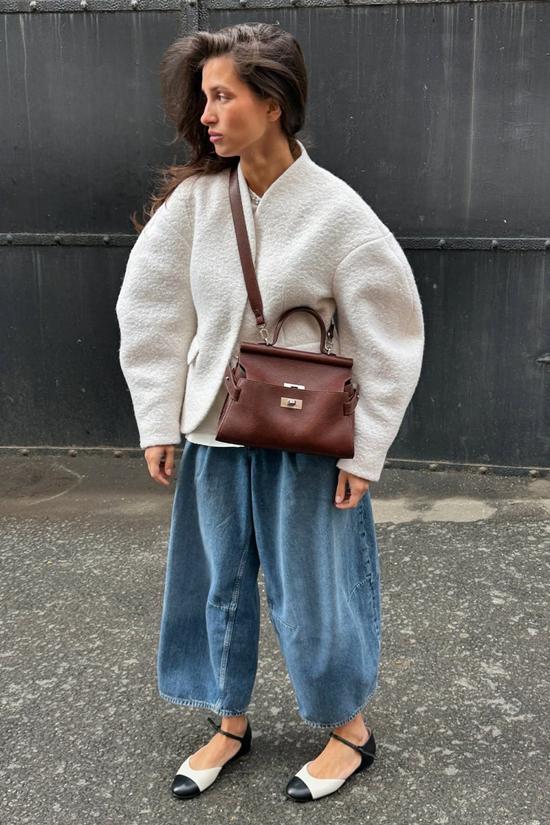 Single Breasted V-Neck Sherpa Coat