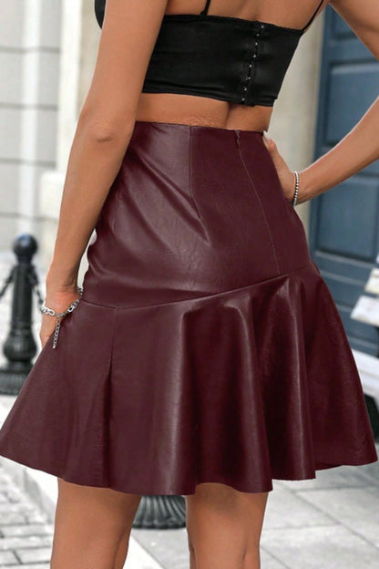 High Waist Slim Fit Sexy Leather Mini Skirt
