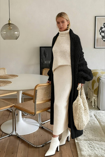 Chunky Knit Openwork Cardigan