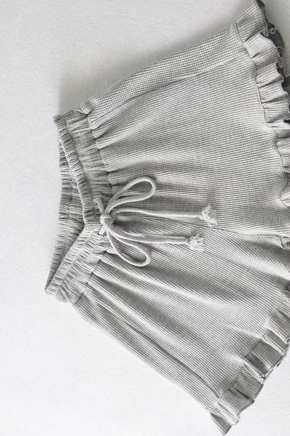 Elastic Waist Ribbed Cotton Lounge Shorts