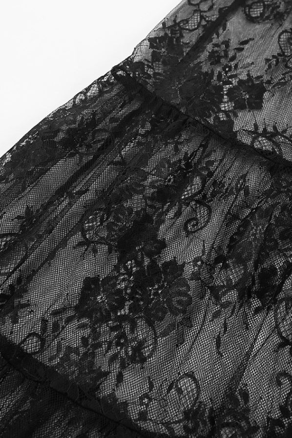 High Waist Black Sexy Lace Sheer Skirt