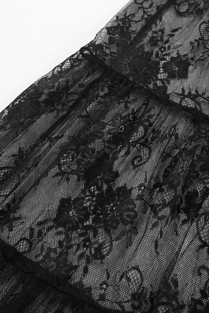 High Waist Black Sexy Lace Sheer Skirt