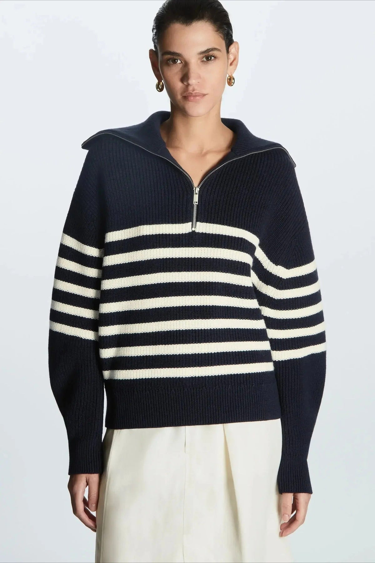 Fashion Wool Blend Open Collar Sweater