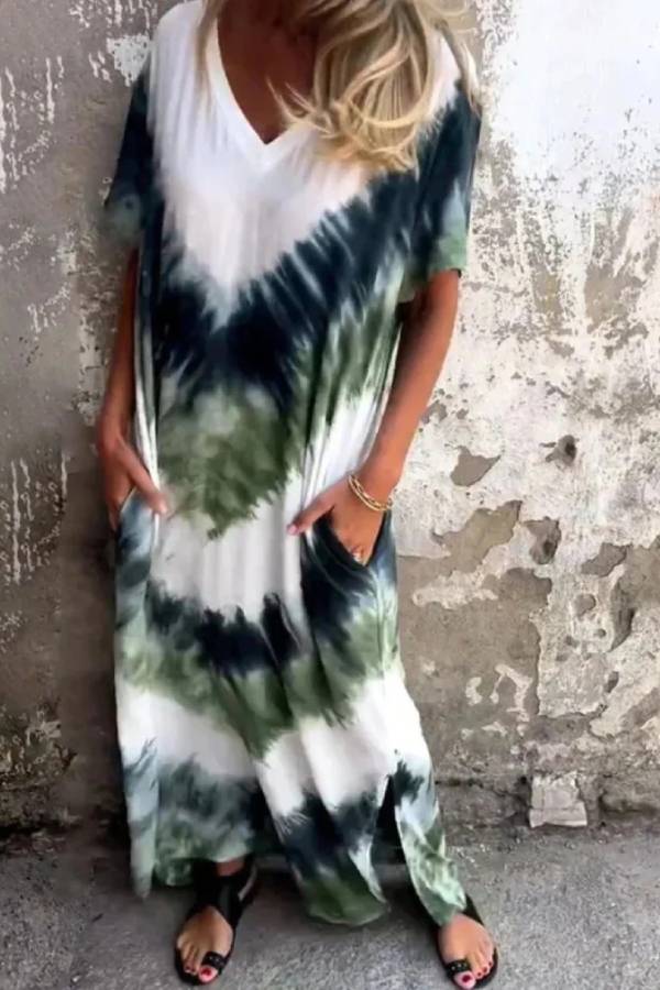 Plus-Size Printed Short-Sleeve Dress