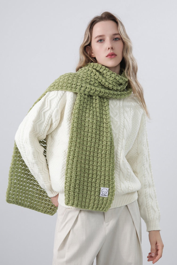Soft Hand Knit Embroidered Logo Scarf