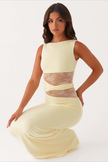 Cut Out Lace Panel Sleeveless Bodycon Dress