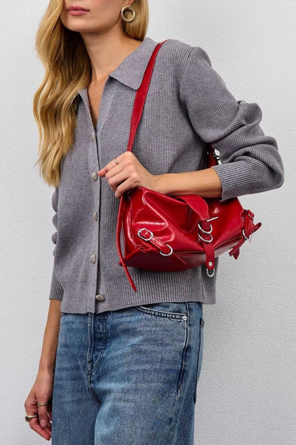Single Button V-Neck Knit Sweater
