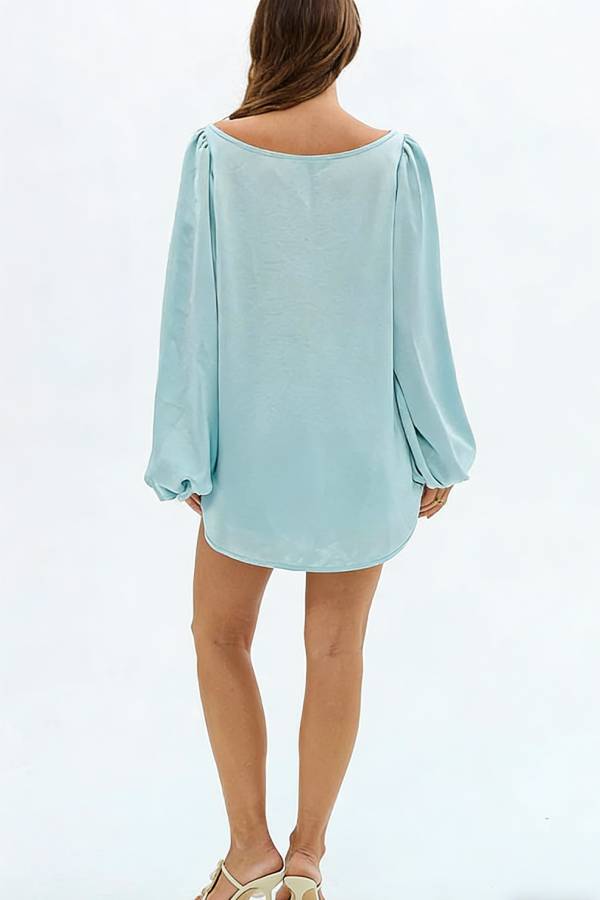 Alexis Satin Cutout Button Balloon Sleeve Shirt and Mid Waist Bow Detail Pocket Shorts Set