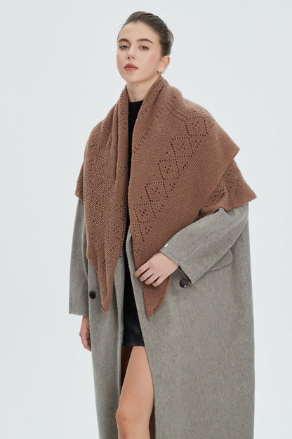 Solid Color Lace Knit Square Scarf