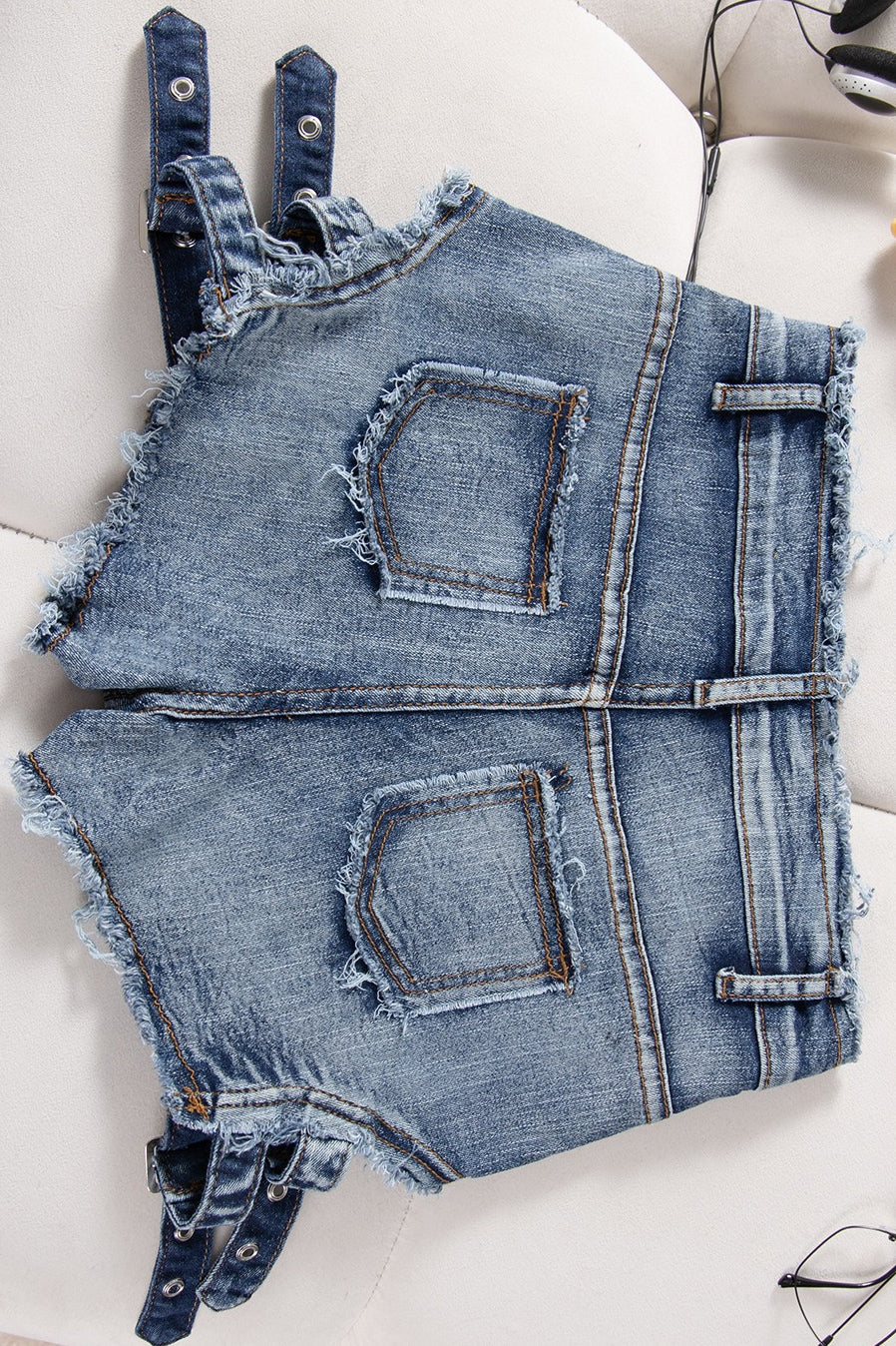 High Waist Distressed Slim Fit Denim Shorts