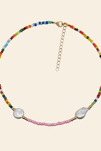 Sally Rainbow Millet Beads Pearl Necklace Set