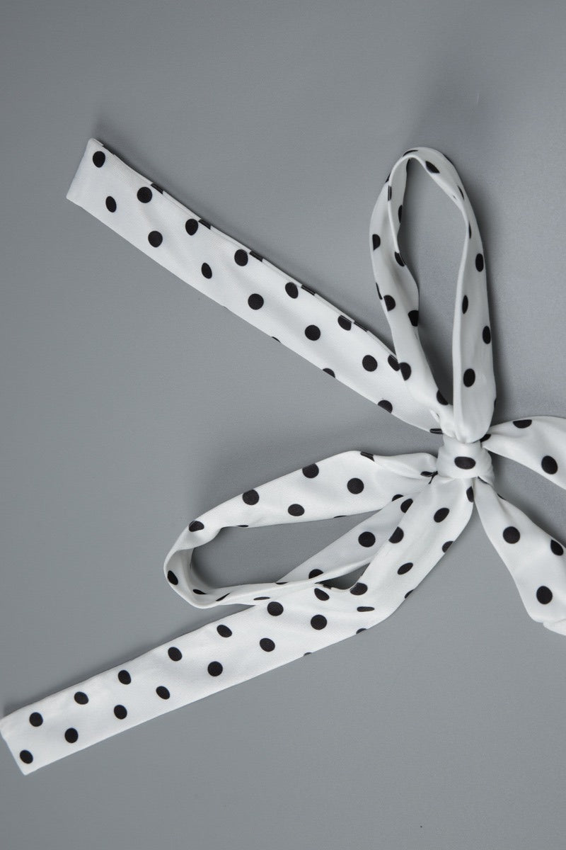Polka Dot Halter Asymmetrical Hem Midi Dress
