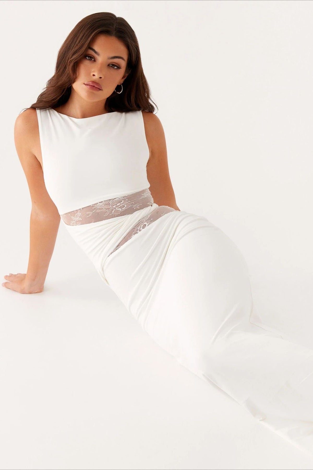 Cut Out Lace Panel Sleeveless Bodycon Dress