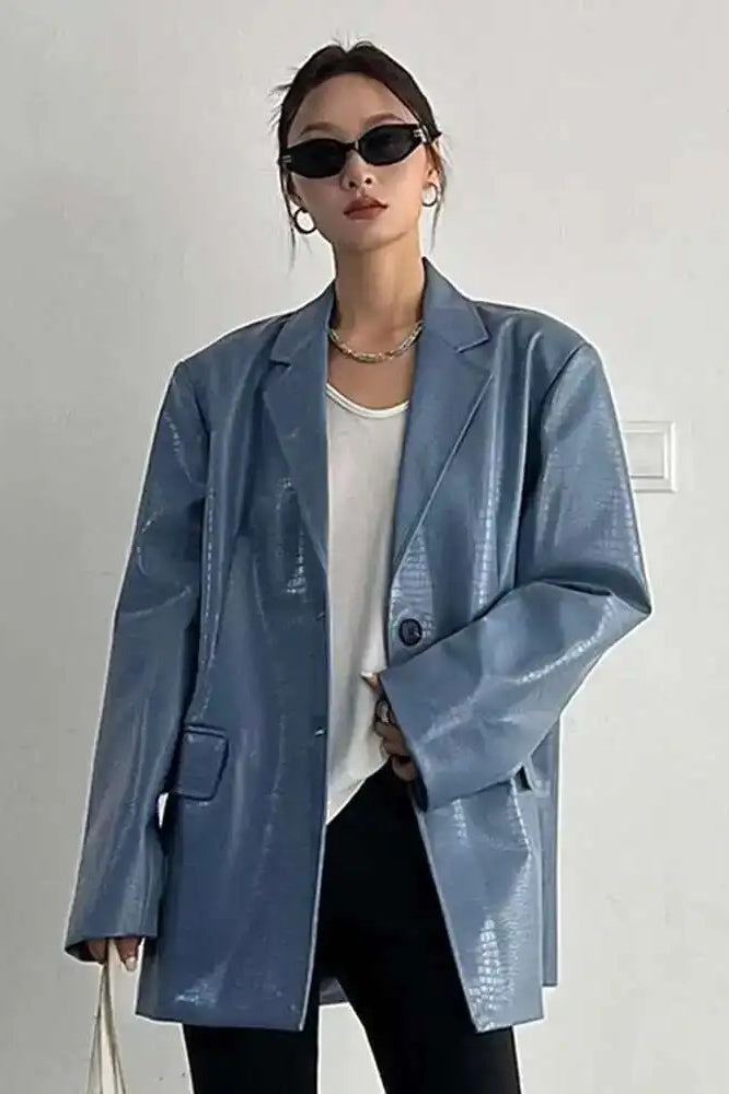 PU Leather Oversized Casual Blazer