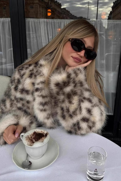 Faux Fur Leopard Pattern Coat