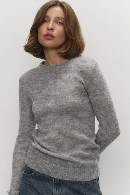 Sheer Blend Round Neck Knit Top
