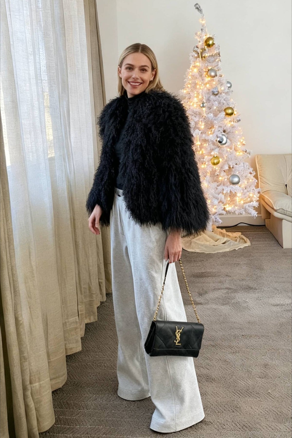 Warm White Short Faux Fur Winter Coat