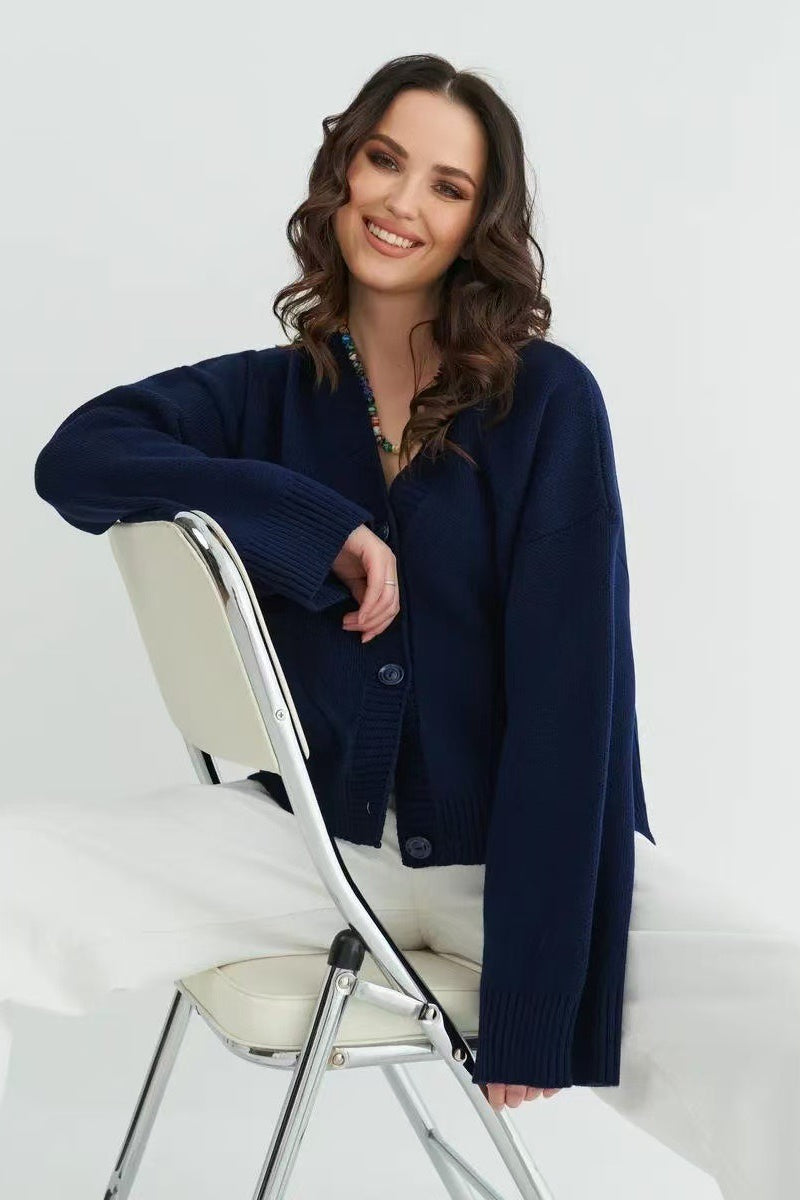 V Neck Pocket Knit Cardigan