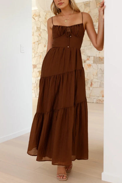 Patchwork Tie Back Flowy Boho Dress
