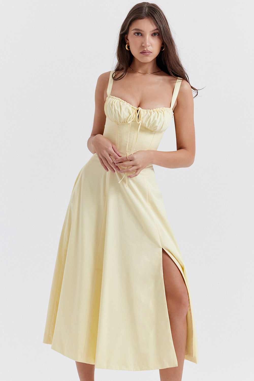 Side Slit Spaghetti Strap Romantic Prom Dress