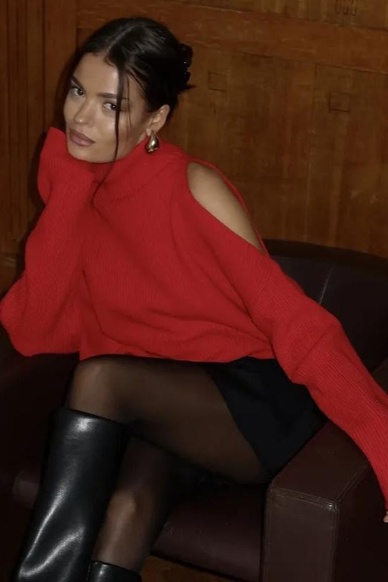 Off Shoulder Turtleneck Sweater