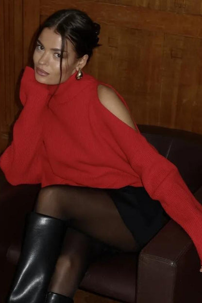 Off Shoulder Turtleneck Sweater