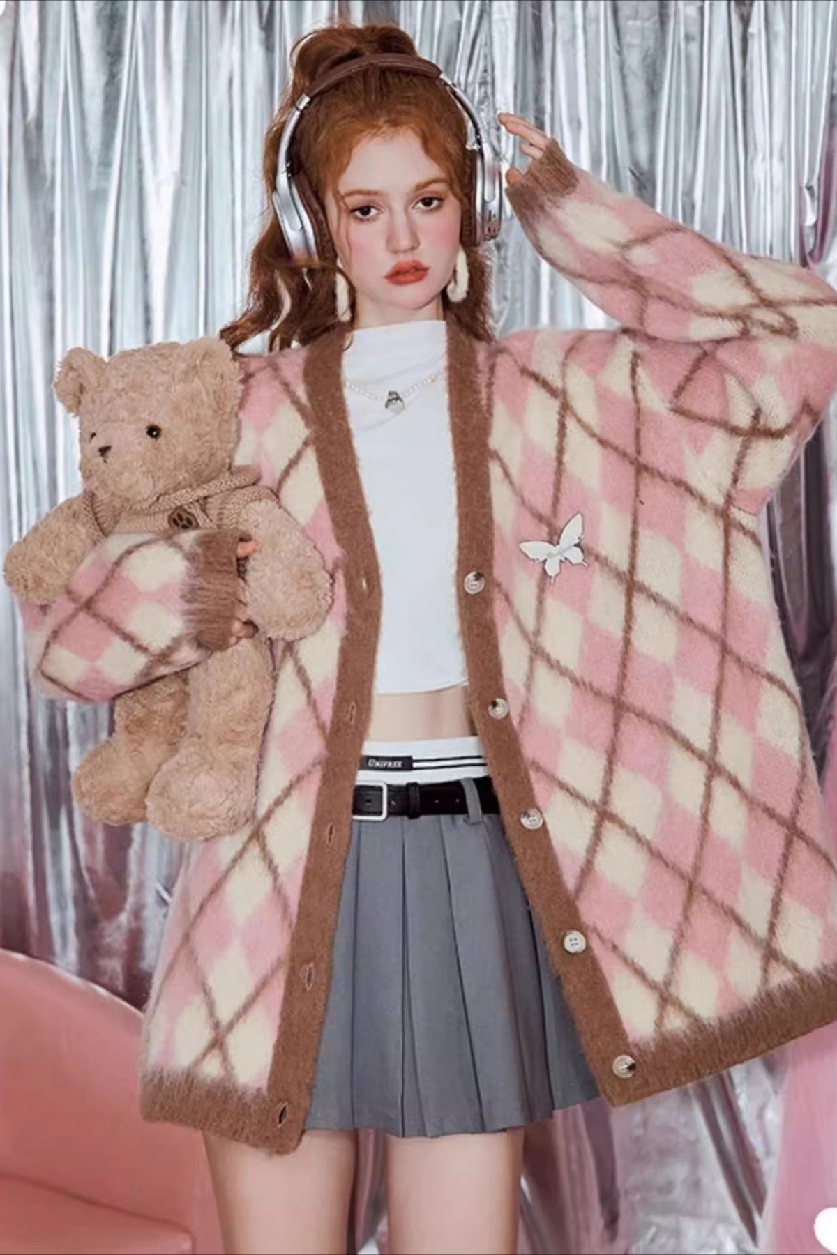 Vintage Argyle Mohair Cardigan