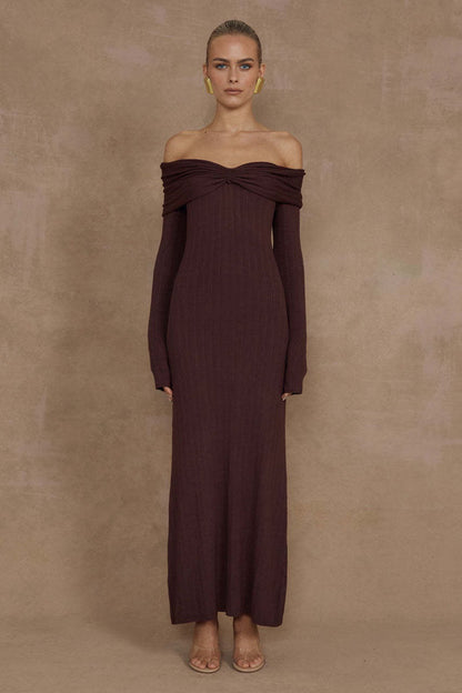 Elegant Off Shoulder Knit Sweater Dress