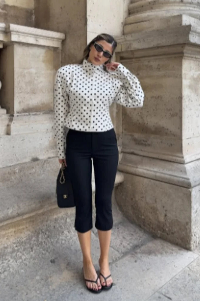 Contrast Polka Dot Casual Jacket