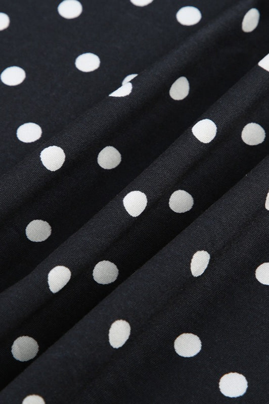 Polka Dot Ruffle V-Neck Cap Sleeve Fit and Flare Mini Dress
