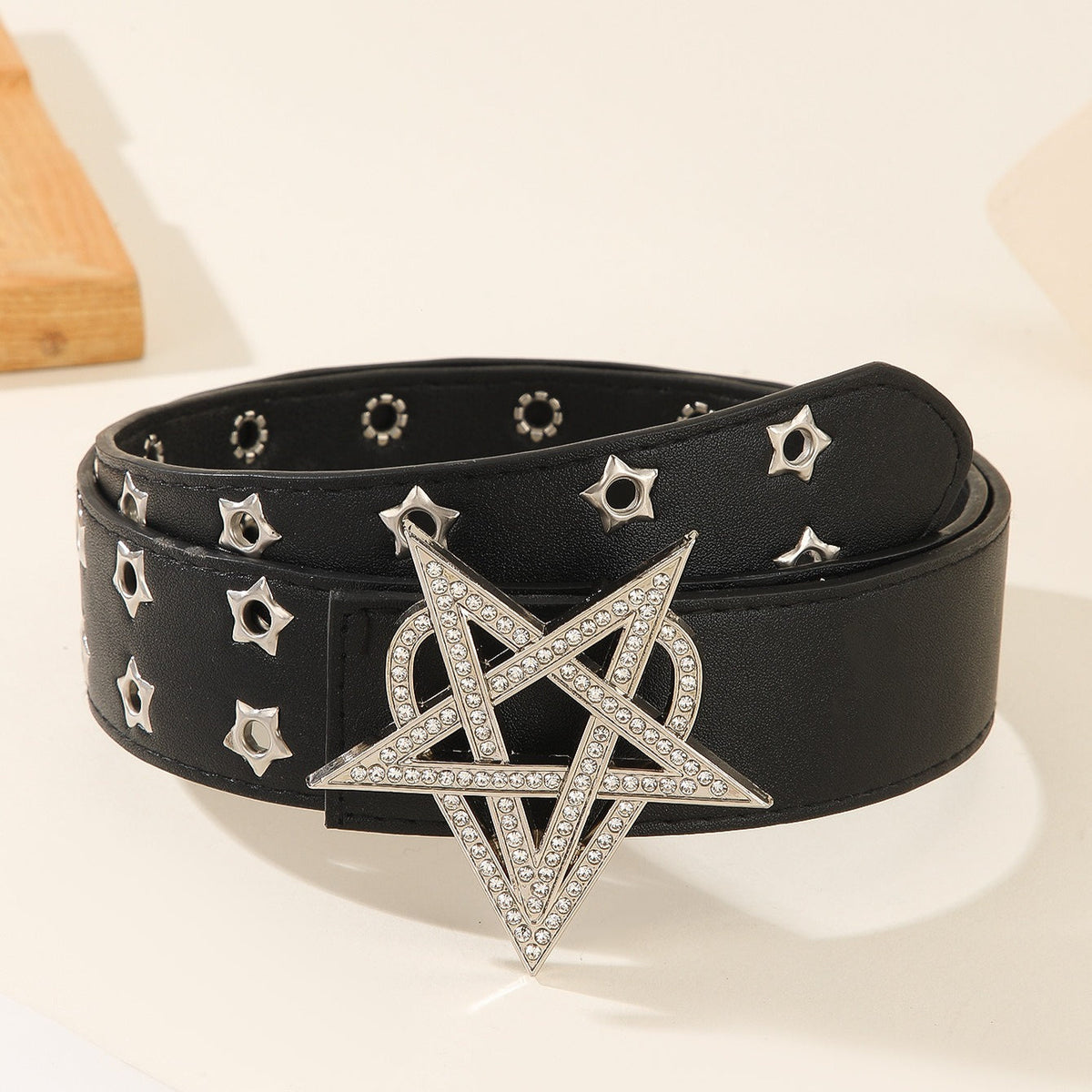 Punk Star Rhinestone Studded Hollow Belt