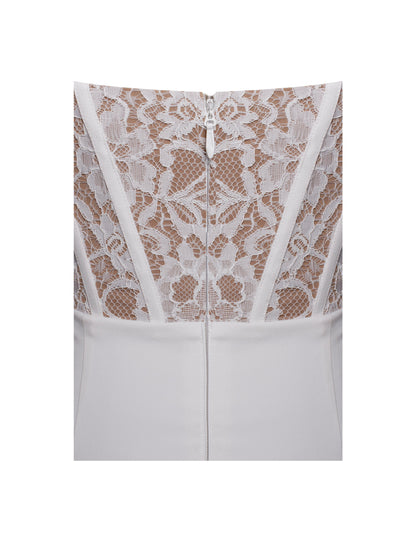 Junia White Lace Charming Corset Maxi Dress