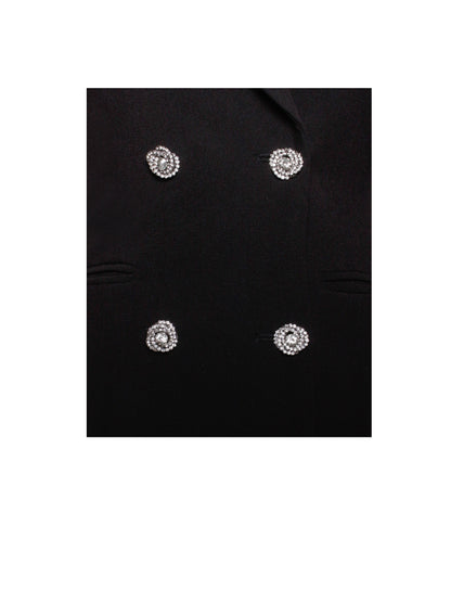 Quilla Black Feather Crystal Graceful Sleeve Backless Blazer Dress