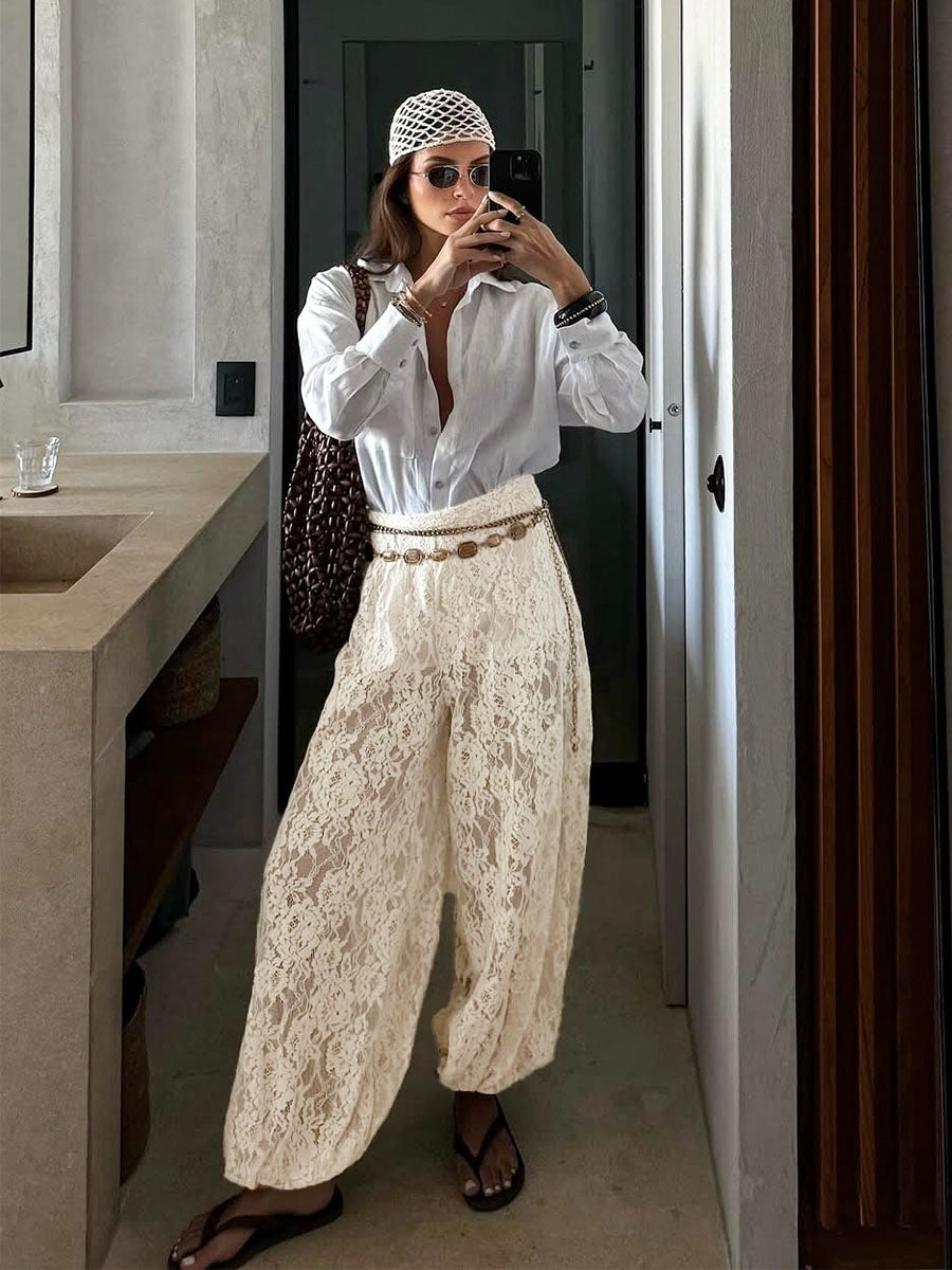 Vintage Lace Casual Pants