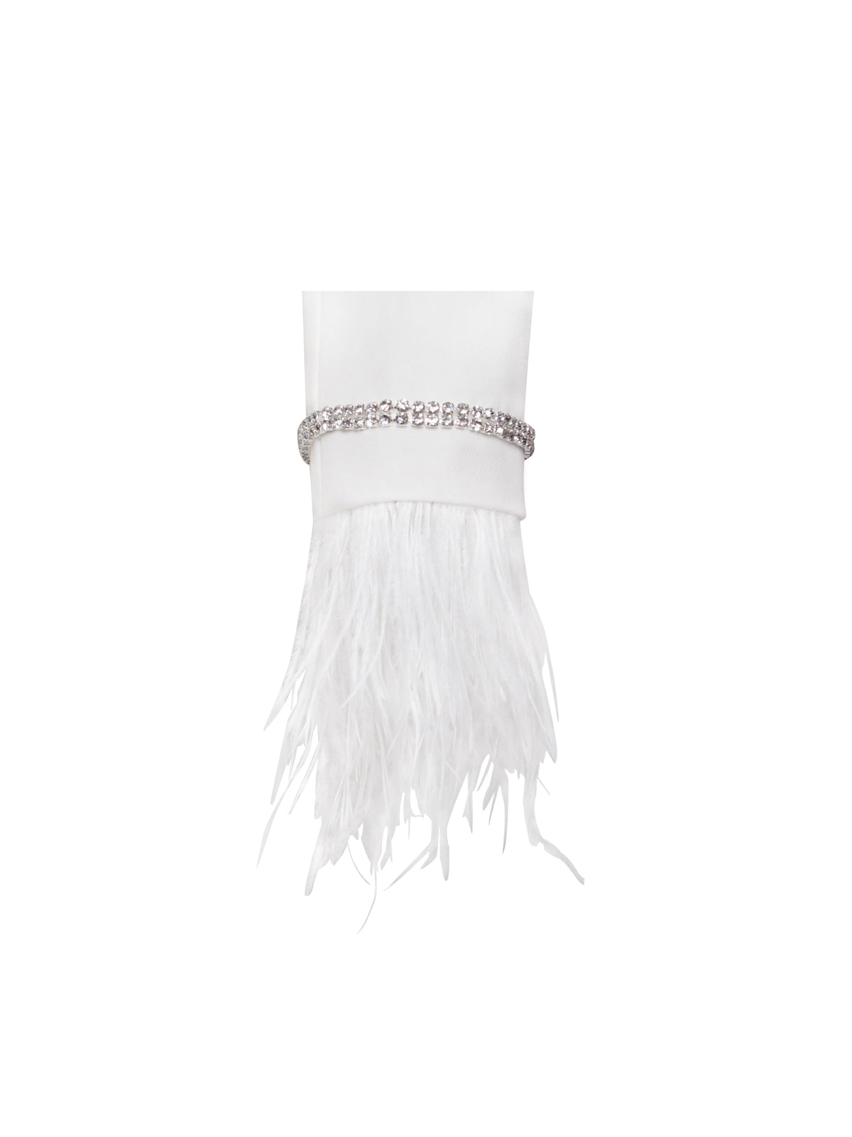 Quilla White Feather Crystal Graceful Sleeve Backless Blazer Dress