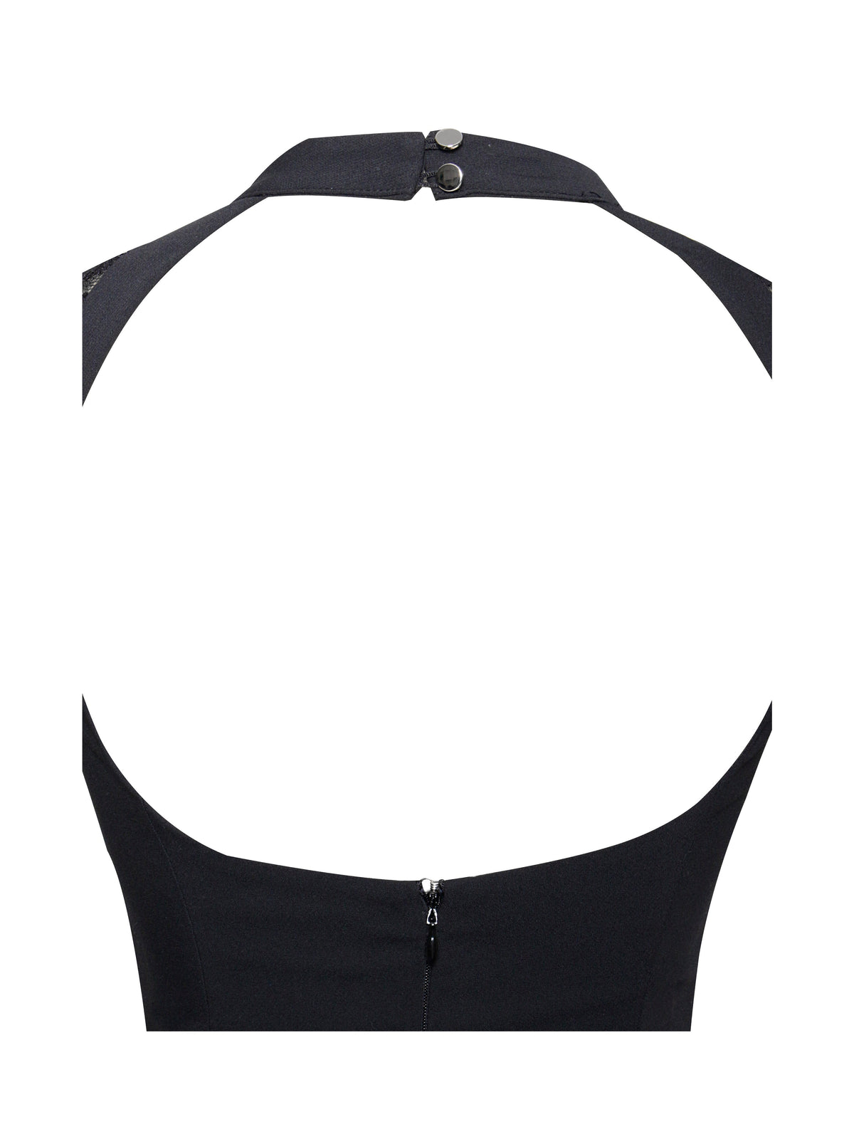 Quinella Black Lace Charming Crepe Backless Mini Dress