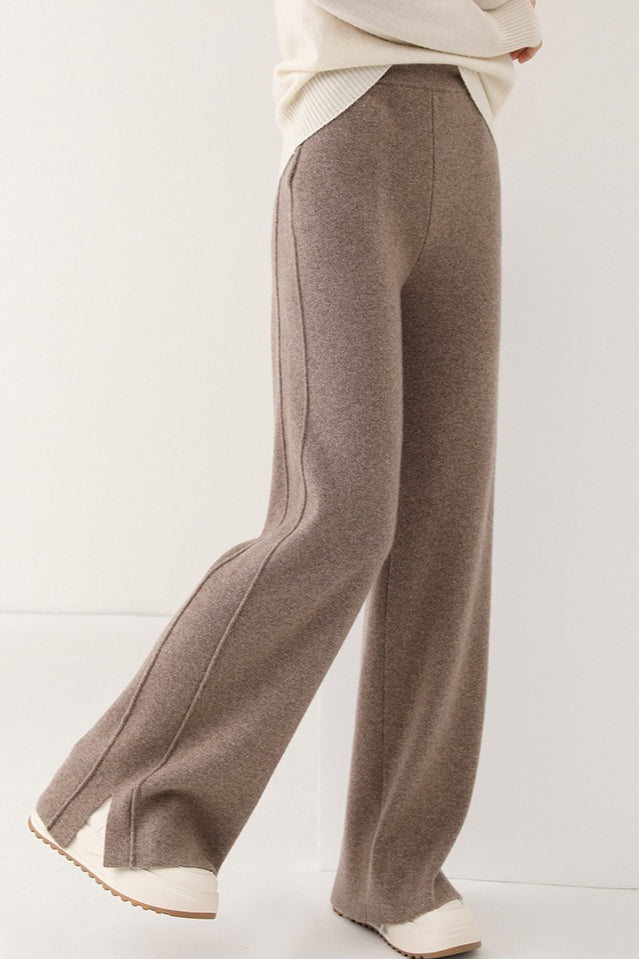 Wool Soft Straight Split Knit Pants