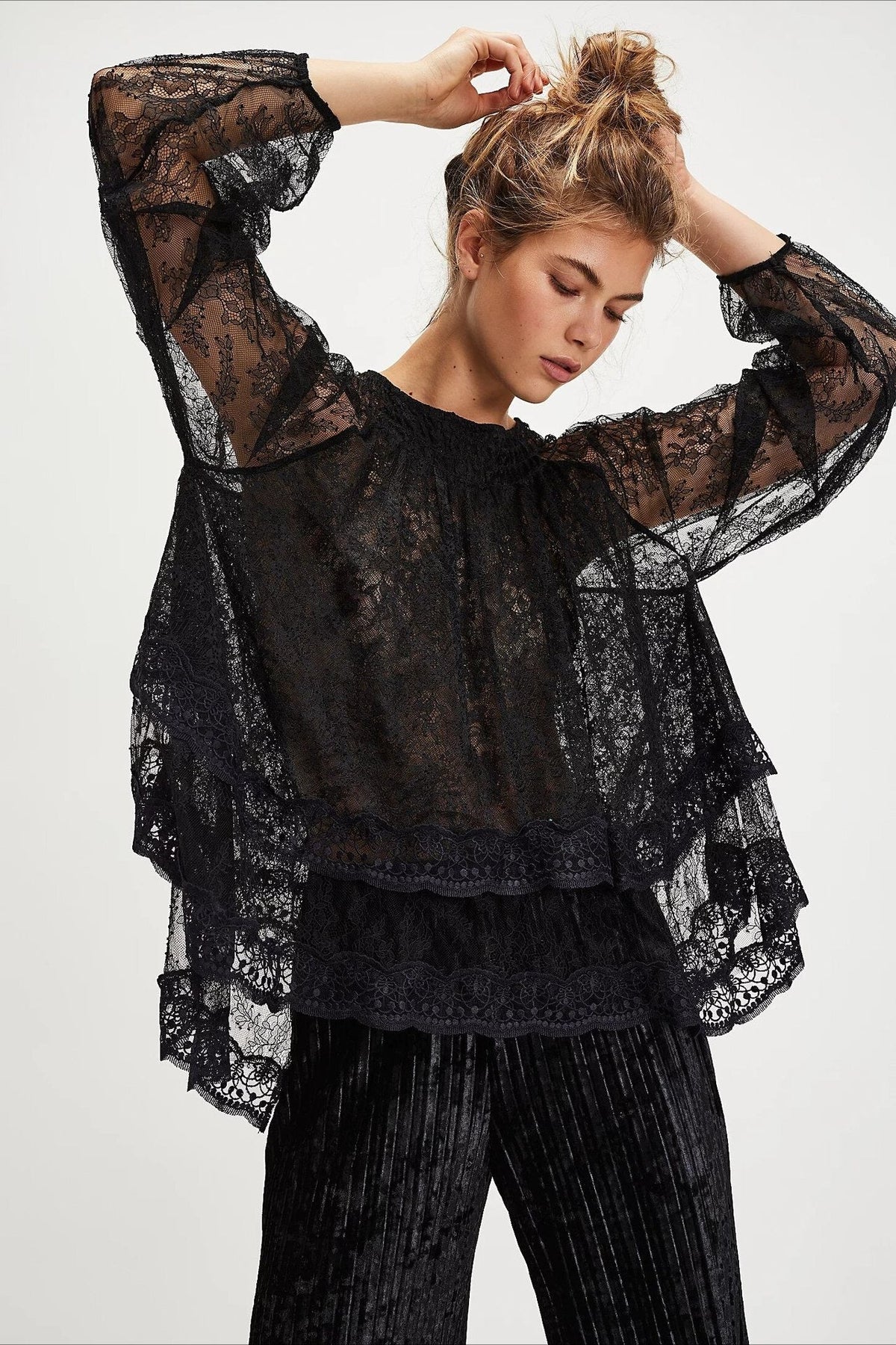 Elegant Off Shoulder Lace Overlay Blouse