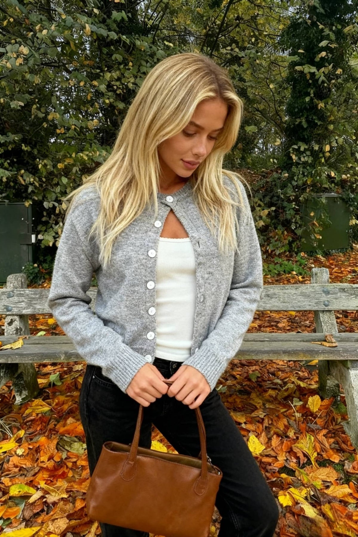 Retro Round Neck Long Sleeve Knit Cardigan