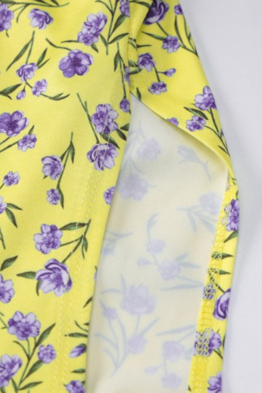 Slit Backless Slim Strap Floral Dress