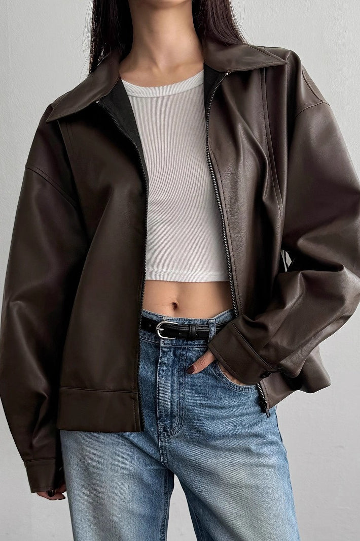 Relaxed Fit Motorcycle Style Jacket