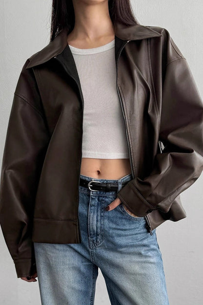 Relaxed Fit Motorcycle Style Jacket
