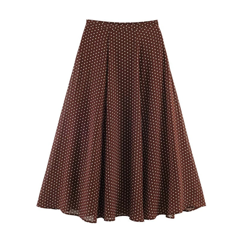 Seraphina Draped Bias-Cut Polka Dot Skirt