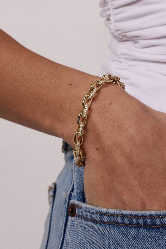 Fully diamond Cuban chain bracelet