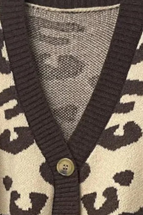 Leopard Knit Button Front Cardigan