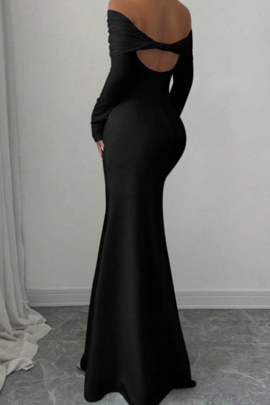 Off Shoulder Ruched Bodycon Formal Dress