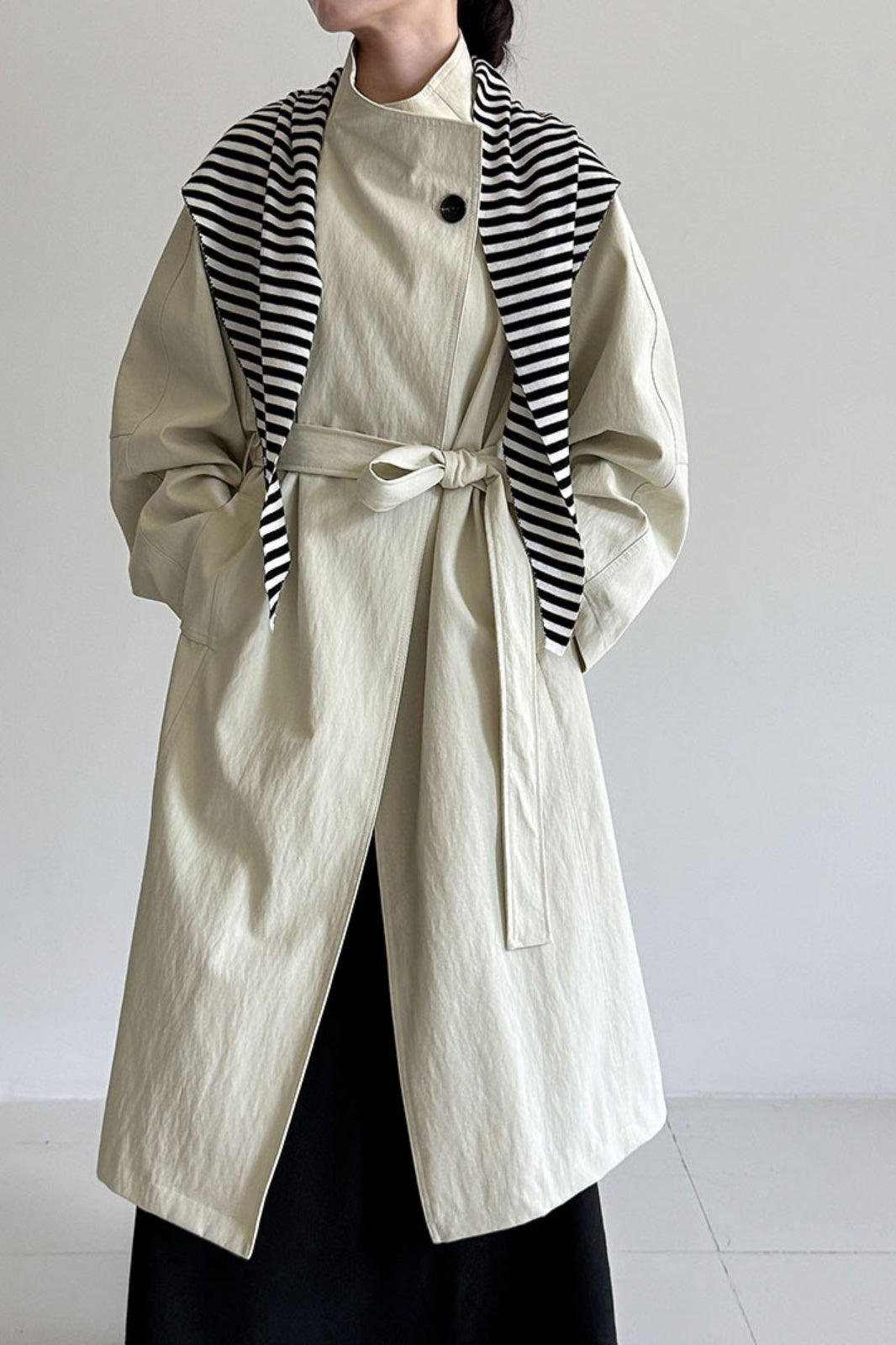 Oversized One Button Stand Collar Overcoat
