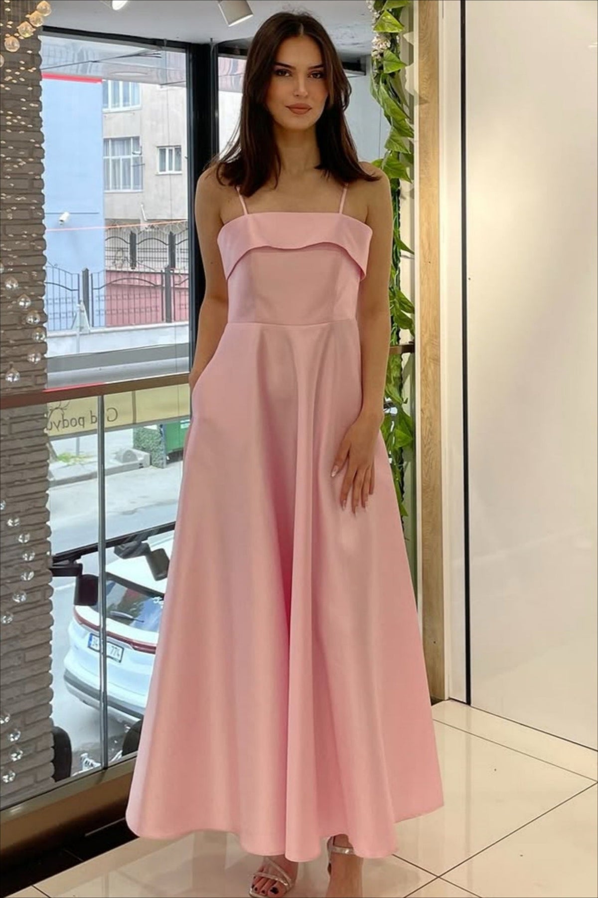 Elegant Satin Slip Vintage Formal Dress