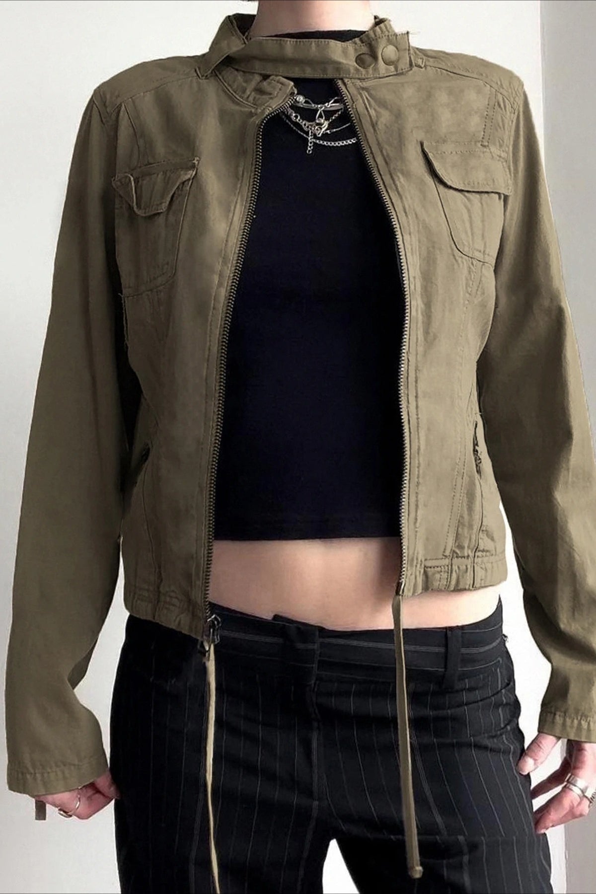Vintage Drawstring Hem Street Jacket